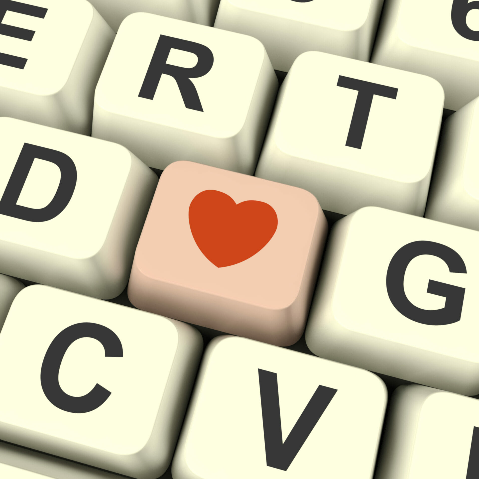Heart Icon On Pink Computer Key Showing Love And Romance For Valentines Day